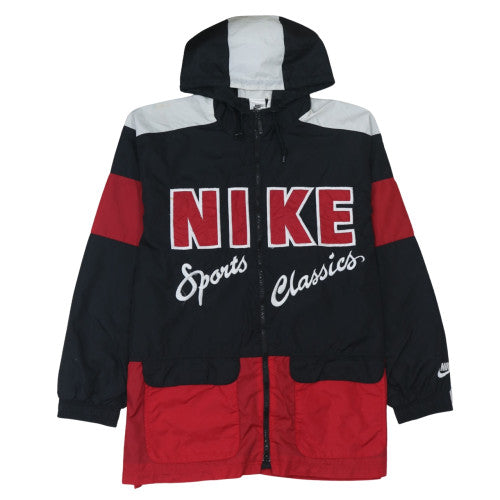 Nike Men's Black Red Windbreaker Retro Hooded Jacket Size M