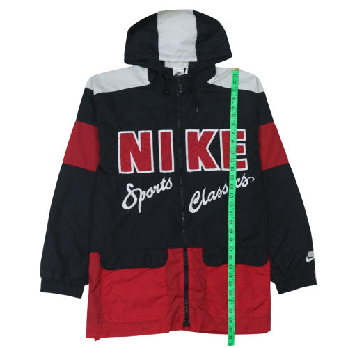 Nike Men's Black Red Windbreaker Retro Hooded Jacket Size M