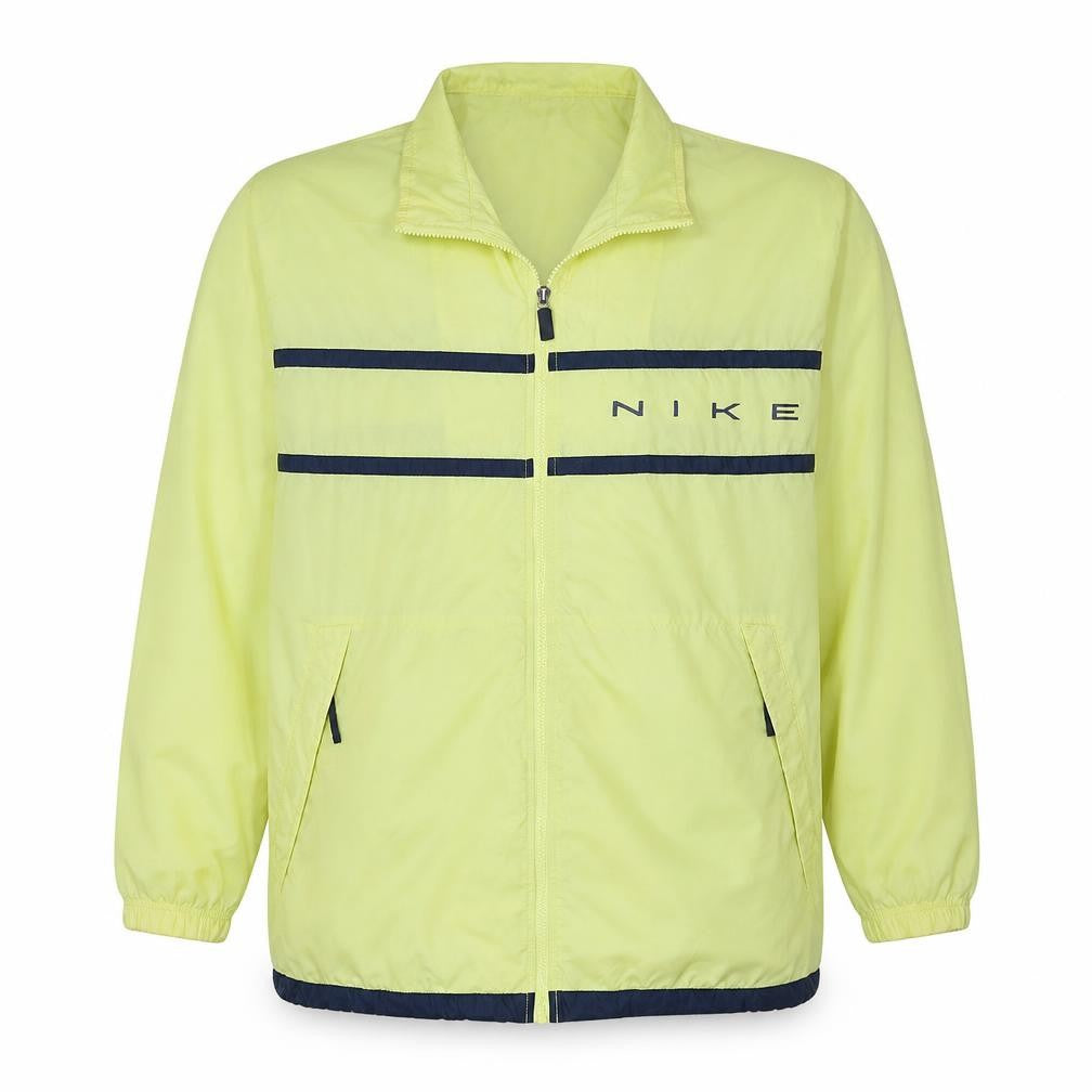 Front view of Nike Men's Yellow XL Windbreaker Jacket with Full Zip