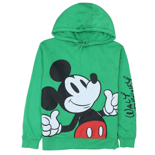 Disney Women Green Mickey Mouse Pullover Hoodie XS Cotton