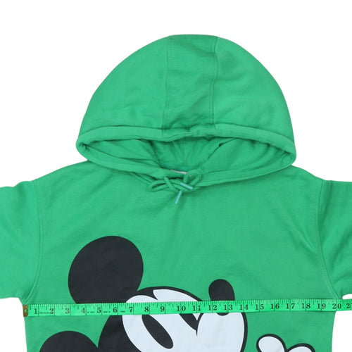 Disney Women Green Mickey Mouse Pullover Hoodie XS Cotton