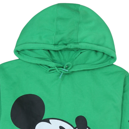 Disney Women Green Mickey Mouse Pullover Hoodie XS Cotton