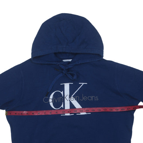 Calvin Klein Jeans Men's Blue Pullover Hoodie Size L Logo Cotton