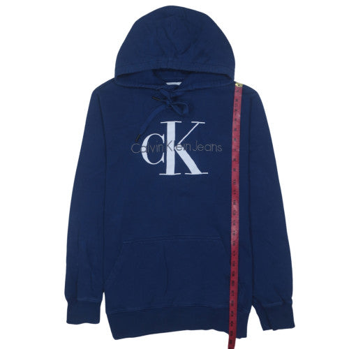 Calvin Klein Jeans Men's Blue Pullover Hoodie Size L Logo Cotton