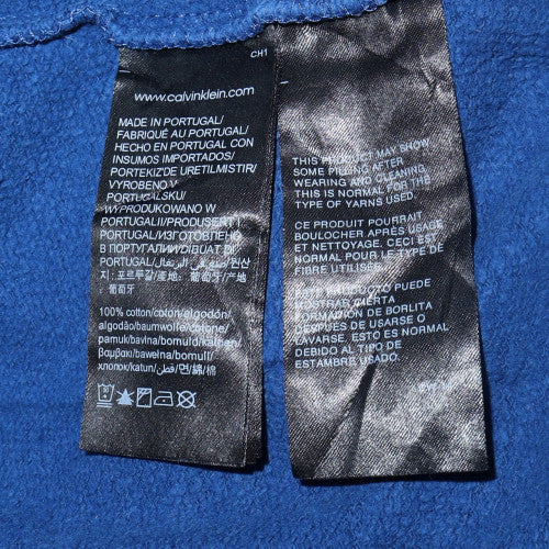 Calvin Klein Jeans Men's Blue Pullover Hoodie Size L Logo Cotton