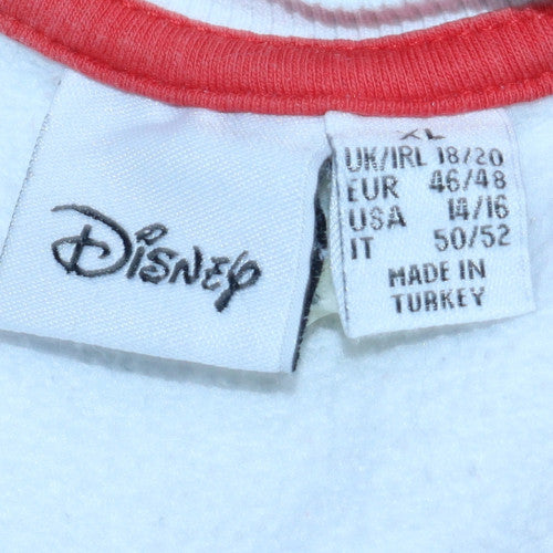 Disney Womens White Mickey Minnie XL Sweatshirt Pullover
