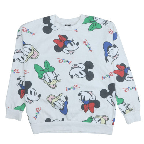 Disney Women's White Mickey & Minnie Mouse Sweatshirt Size 12-14