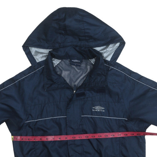 Umbro Men Blue S Windbreaker Hooded Sports Jacket