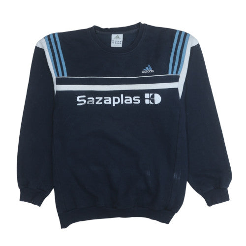 Adidas Men Blue XL Pullover Crew Neck Logo Sweatshirt
