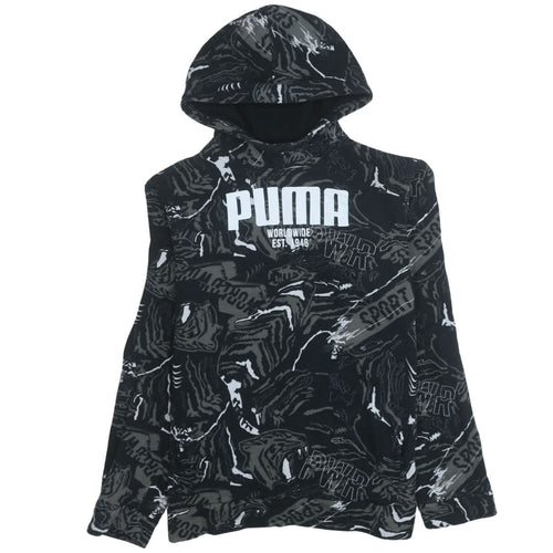 Puma Boys Black Graphic Pullover Hoodie 15-16 Years Sportswear