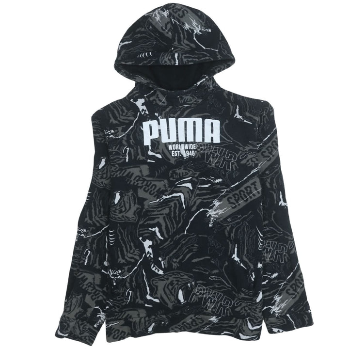 Puma Boys Black Graphic Pullover Hoodie 15-16 Years Sportswear