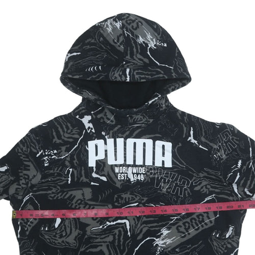 Puma Boys Black Graphic Pullover Hoodie 15-16 Years Sportswear