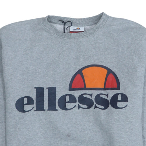 Ellesse Womens Grey Logo Crew Neck Pullover Sweatshirt UK 12