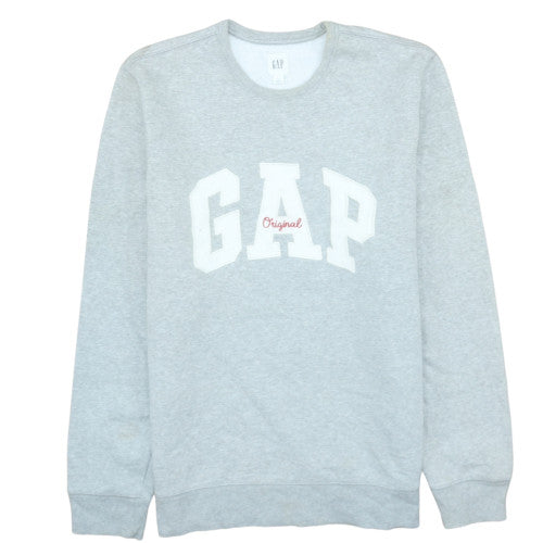 GAP Women Grey Logo Crew Neck Pullover Sweatshirt Size L
