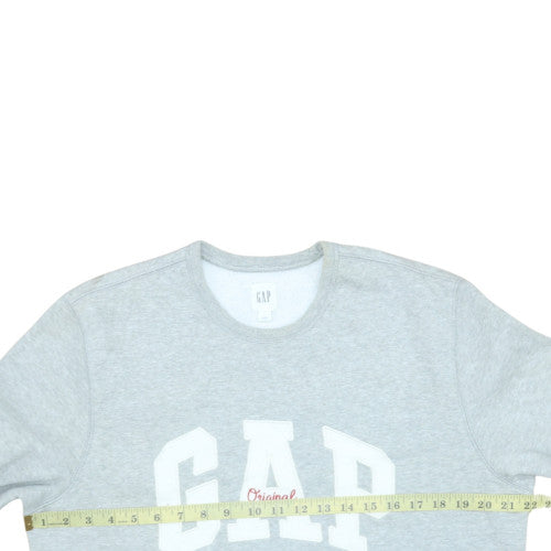 GAP Women Grey Logo Crew Neck Pullover Sweatshirt Size L