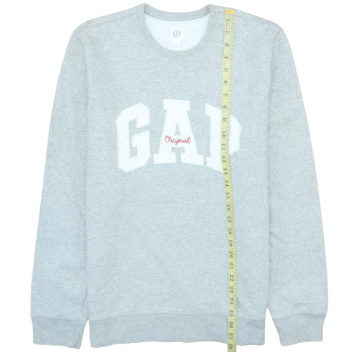 GAP Women Grey Logo Crew Neck Pullover Sweatshirt Size L