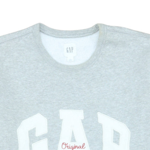 GAP Women Grey Logo Crew Neck Pullover Sweatshirt Size L