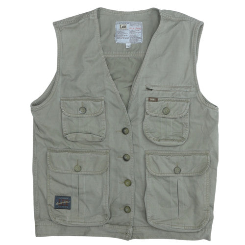 Lee Men's Beige Cotton Utility Waistcoat L Outdoor Workwear