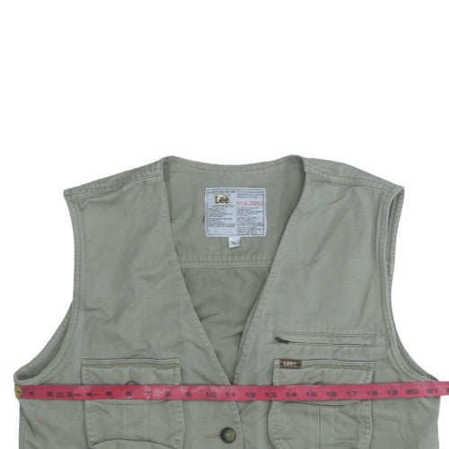 Lee Men's Beige Cotton Utility Waistcoat L Outdoor Workwear