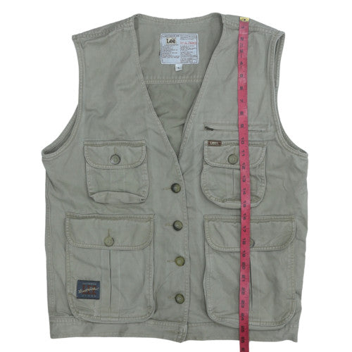 Lee Men's Beige Cotton Utility Waistcoat L Outdoor Workwear