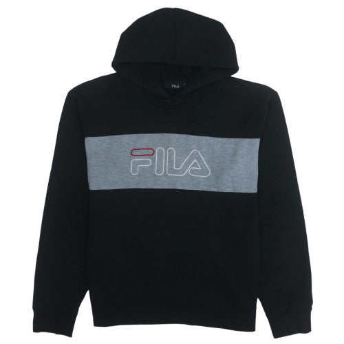 FILA Mens Black Pullover Hoodie L Regular Fit Sportswear