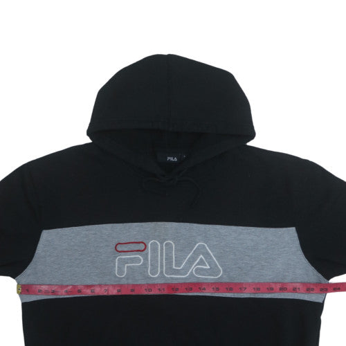 FILA Mens Black Pullover Hoodie L Regular Fit Sportswear