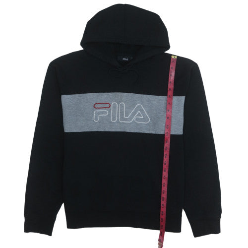 FILA Mens Black Pullover Hoodie L Regular Fit Sportswear