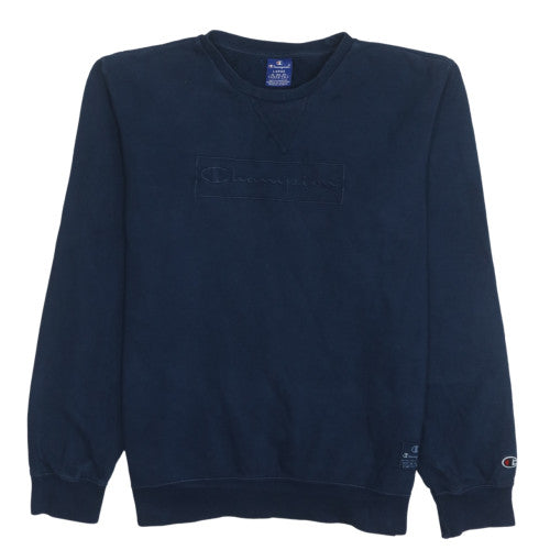 Champion Men's Blue Cotton Embroidered Logo Pullover Sweatshirt L
