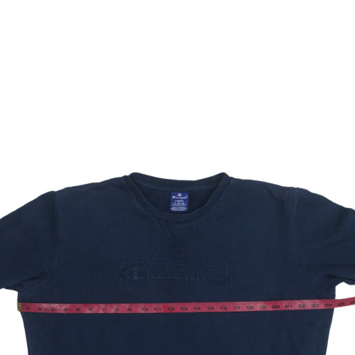 Champion Men's Blue Cotton Embroidered Logo Pullover Sweatshirt L