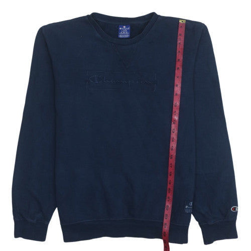 Champion Men's Blue Cotton Embroidered Logo Pullover Sweatshirt L