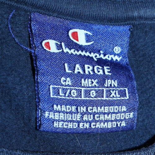 Champion Men's Blue Cotton Embroidered Logo Pullover Sweatshirt L