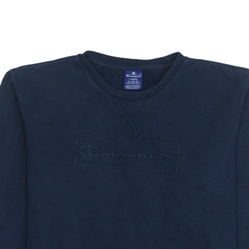Champion Men's Blue Cotton Embroidered Logo Pullover Sweatshirt L