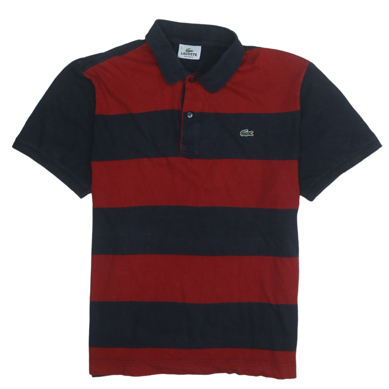 Lacoste Men’s Red & Navy Striped Regular Fit Polo Shirt Size L
