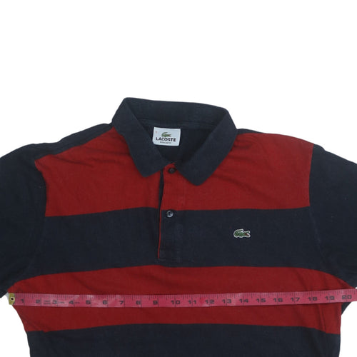 Lacoste Men’s Red & Navy Striped Regular Fit Polo Shirt Size L