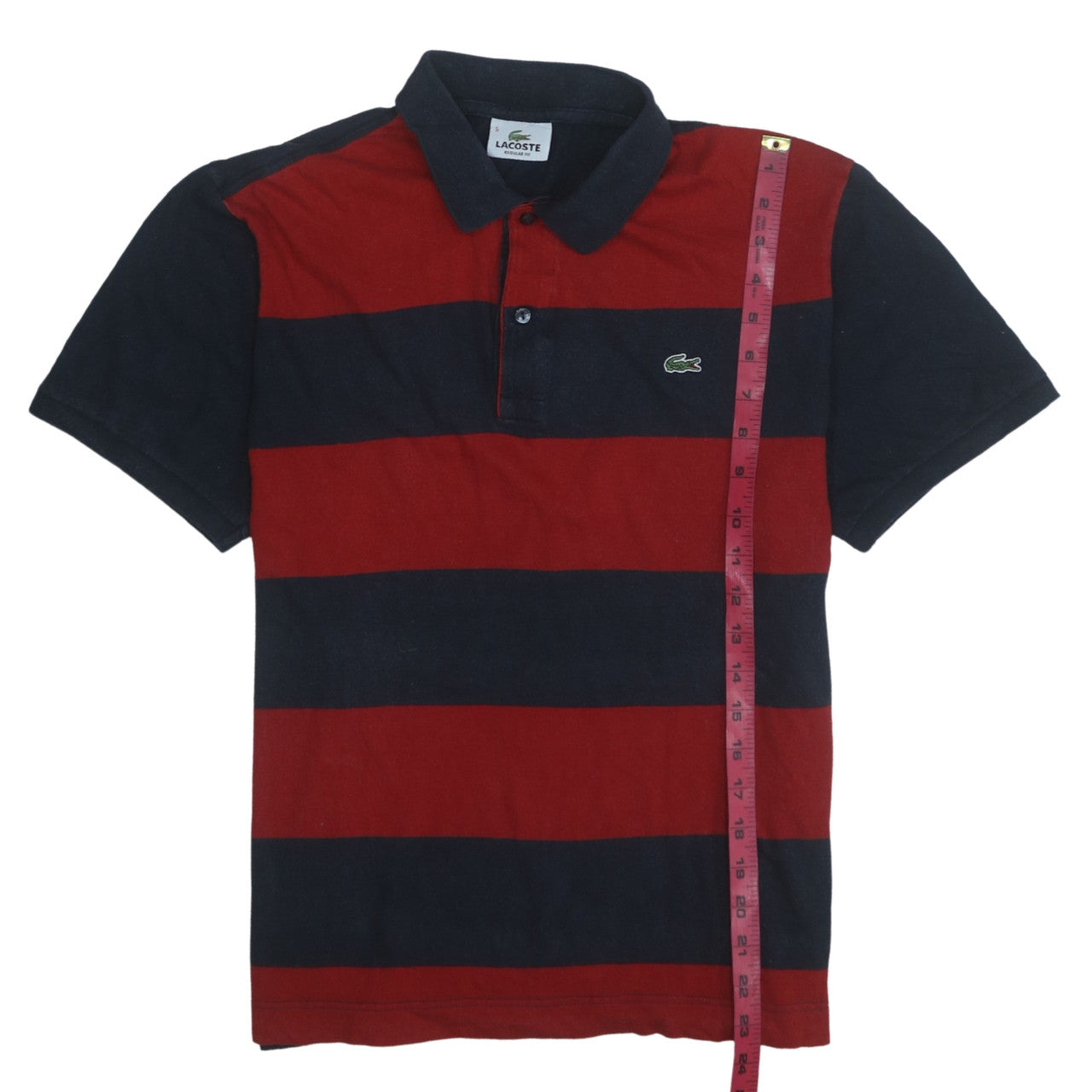 Lacoste Men’s Red & Navy Striped Regular Fit Polo Shirt Size L