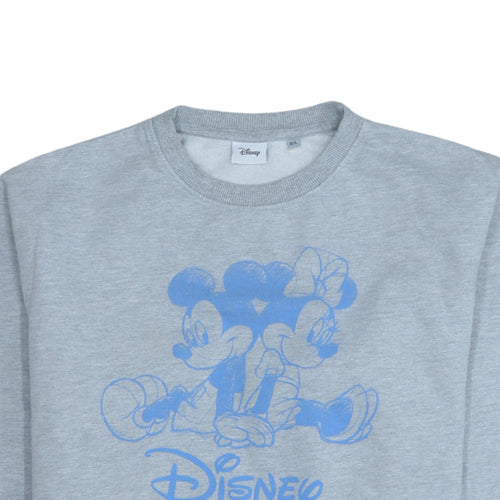 Disney Women's Grey Mickey & Minnie Pullover Sweatshirt Size M