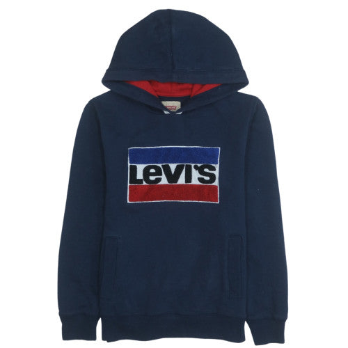 Levi's Boys Navy Pullover Hoodie Size 14 Cotton Blend Logo Sweatshirt