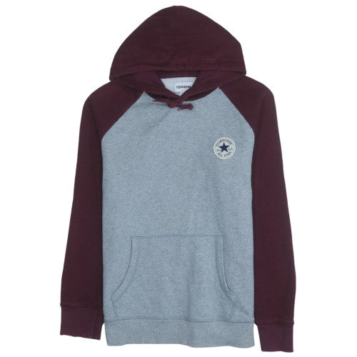 Converse Men's Grey & Burgundy Pullover Hoodie Size M