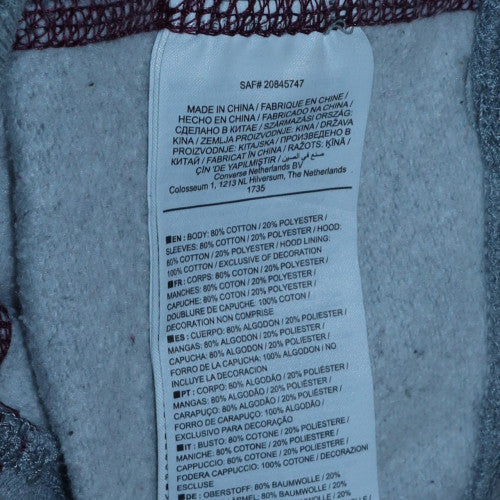 Converse Men's Grey & Burgundy Pullover Hoodie Size M