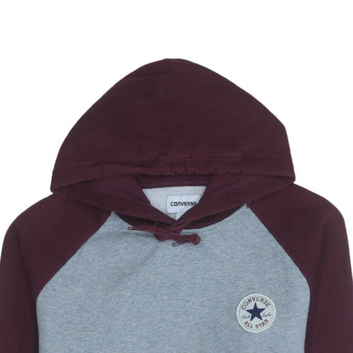 Converse Men's Grey & Burgundy Pullover Hoodie Size M