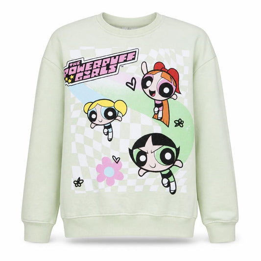 Front view of Primark Women Green Powerpuff girls’ pullover sweatshirt, size S
