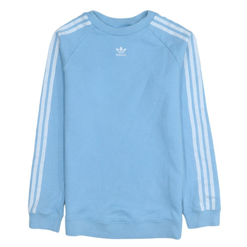 Adidas Women Blue Crew Neck Sweatshirt Size 8 Logo Raglan Sleeve