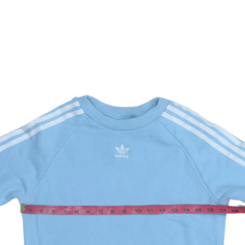 Adidas Women Blue Crew Neck Sweatshirt Size 8 Logo Raglan Sleeve