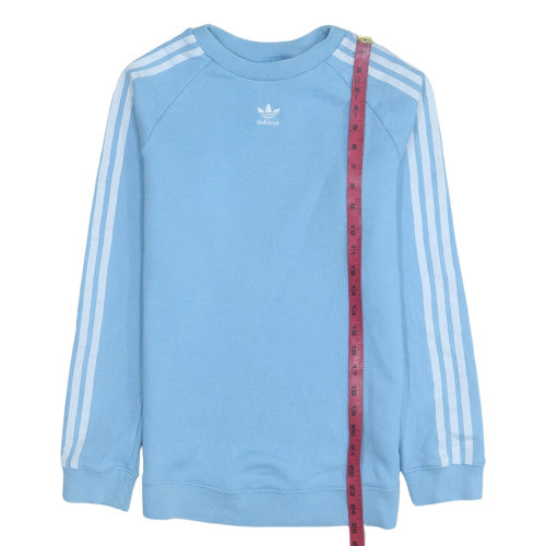 Adidas Women Blue Crew Neck Sweatshirt Size 8 Logo Raglan Sleeve
