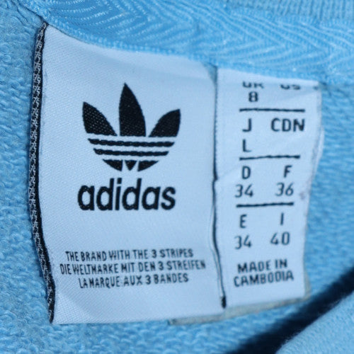 Adidas Women Blue Crew Neck Sweatshirt Size 8 Logo Raglan Sleeve