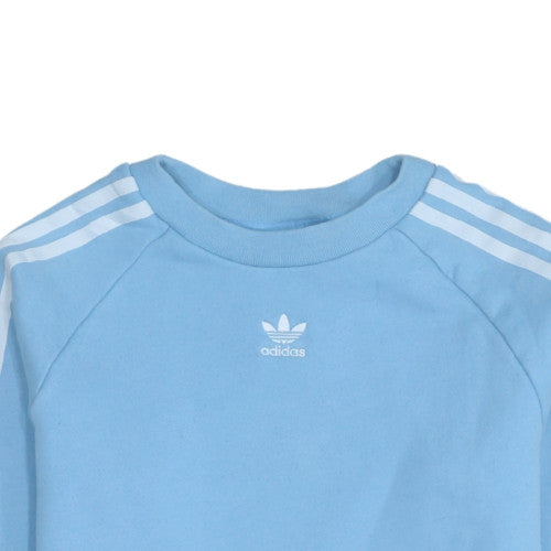 Adidas Women Blue Crew Neck Sweatshirt Size 8 Logo Raglan Sleeve