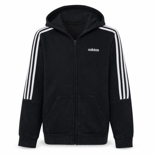 Front view of adidas Men's Black Full Zip Hoodie, size S, Regular Fit Sportswear