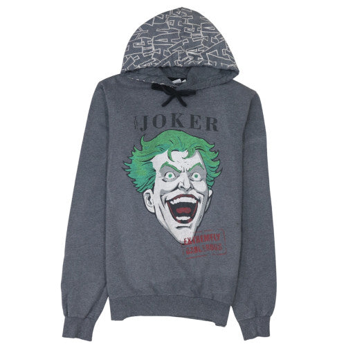 The Joker Men's Grey Pullover Hoodie Medium Graphic Fleece