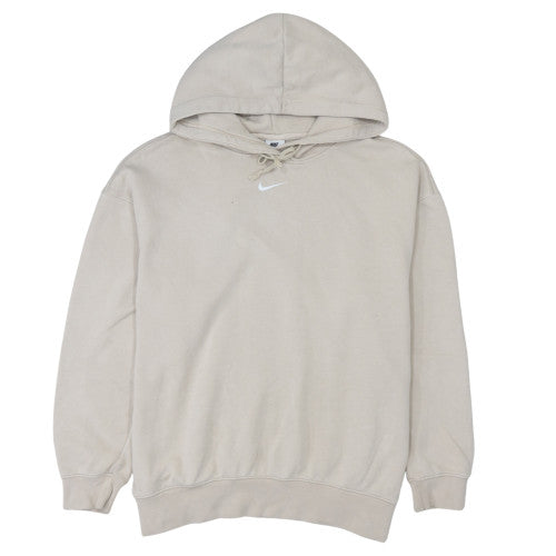 Nike Women Beige Pullover Hoodie M Hooded Logo Sweatshirt
