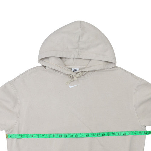 Nike Women Beige Pullover Hoodie M Hooded Logo Sweatshirt